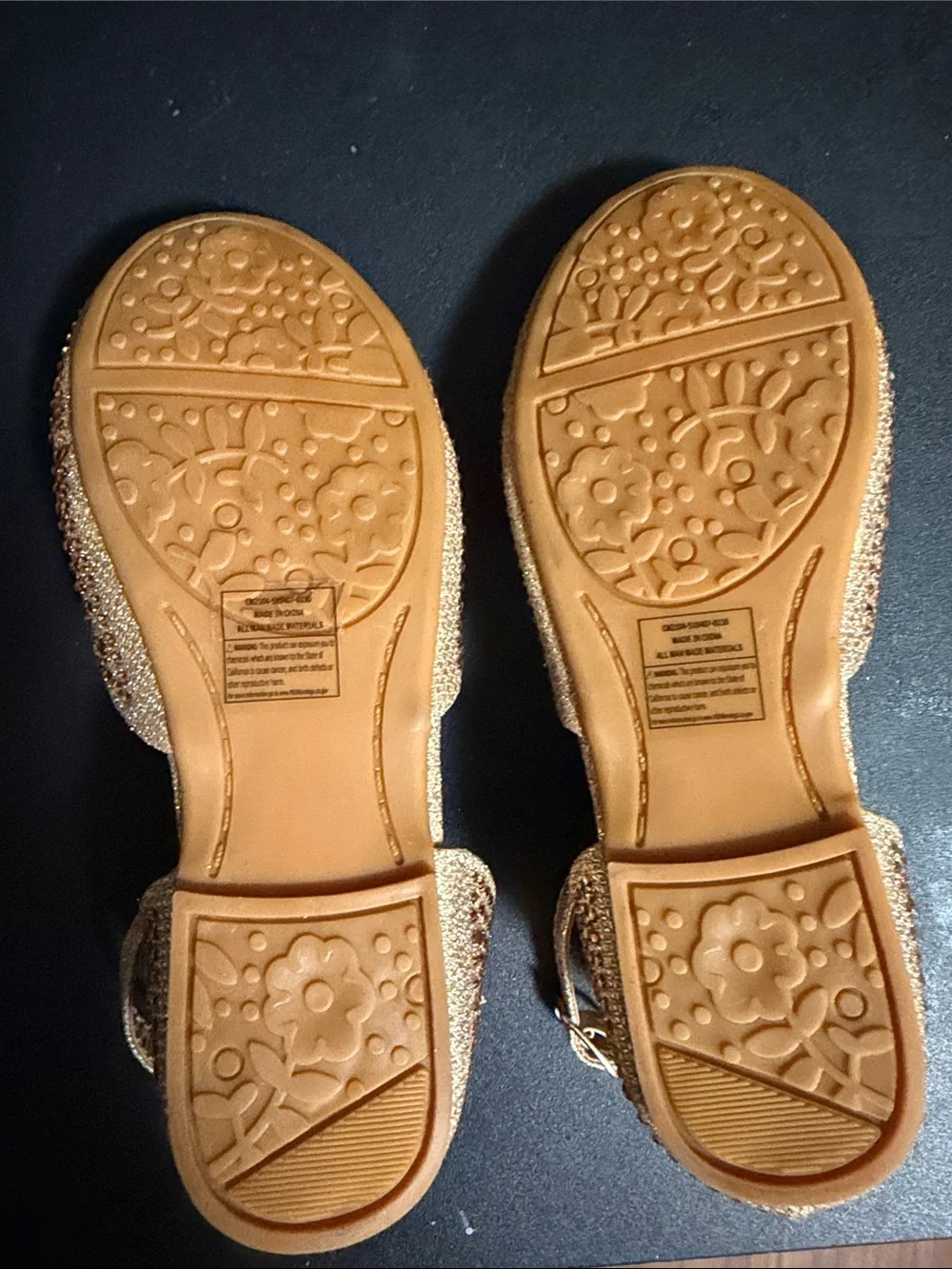 Girls' Glitter Gold Ankle-Strap Sandals